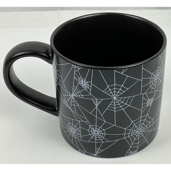 Set of 2 Hyde and Eek! Boutique Stoneware Mugs - Black Spiderweb Halloween Decor - Picture 1 of 4